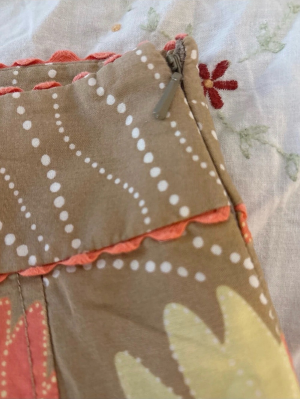 Liz Claiborne Floral Pleated A-Line Skirt in Brown, Orange, Yellow - Picture 3 of 4